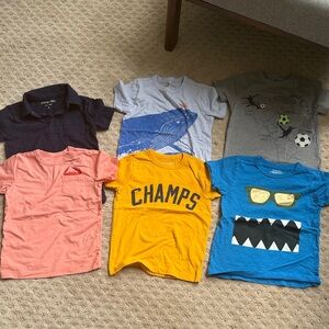 Bundle of (6) Crewcuts Kids Short Sleeve Tees - Navy, Gray, Coral, Yellow, Blue